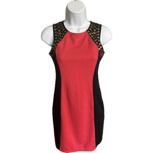 Elisa B red gold studded bodycon dress cutout chest teen girl size 16 NWT